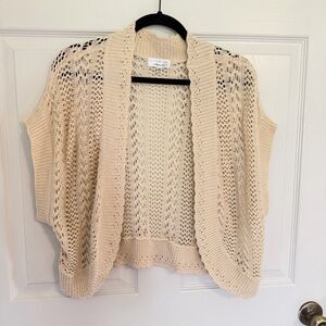 Bobbie Bee Signature Cream Crochet Open Knit Cardigan Sweater Women’s 20W Boho